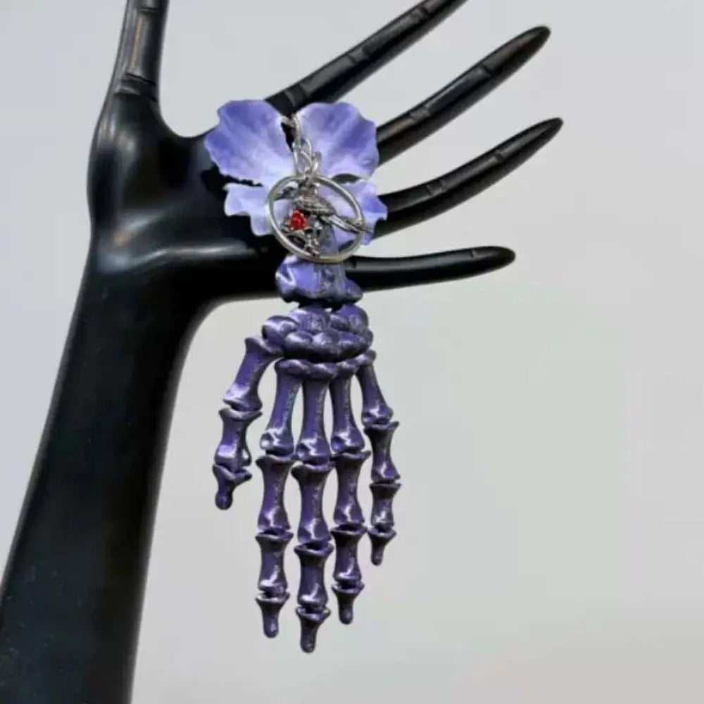 Gothic Skeleton Hand Keychain – Floral Articulated Pendant Gothic Keychain Pendant PLUSH