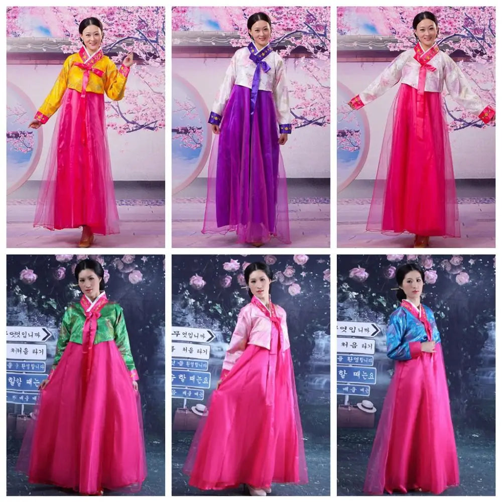 Women's Traditional Korean Hanbok Dress – Multicolor Stage Costume Traditional Costume Dress PLUSH