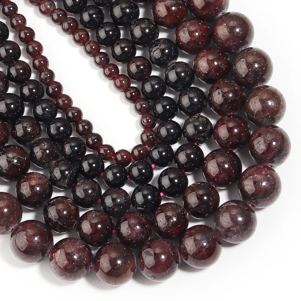 Wine Red Garnet Natural Stone Round Beads 4–12mm | DIY Jewelry Natural Stone Beads PLUSH