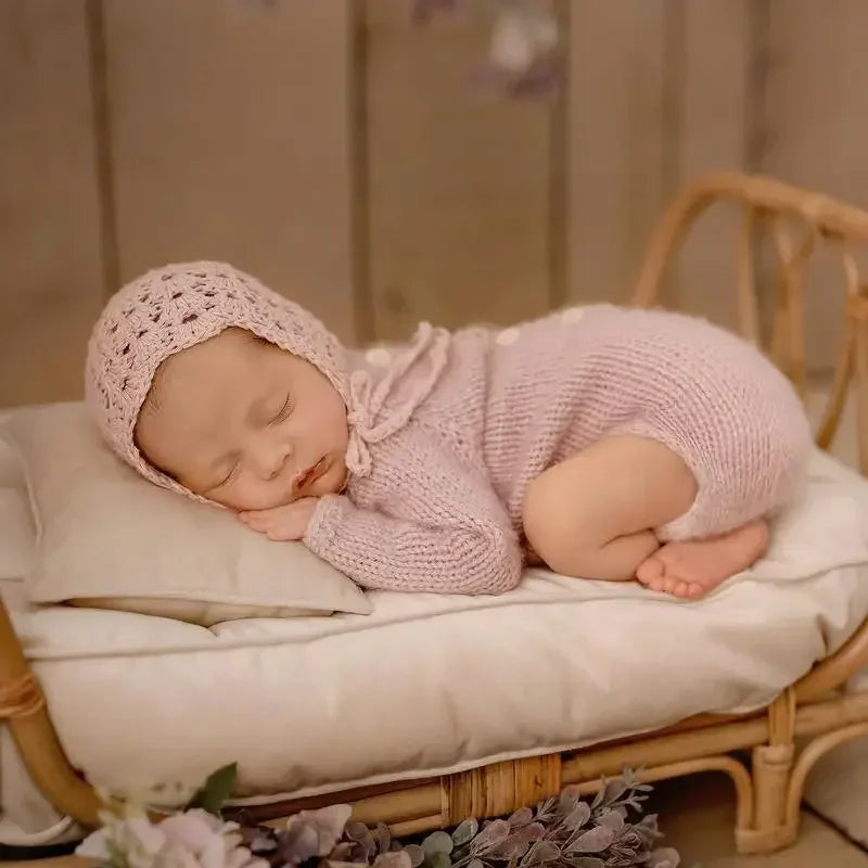 Handmade Rattan Baby Doll Bed – Newborn Photography Prop Photography Prop PLUSH