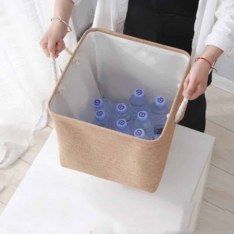 Modern Minimalist Linen Storage Basket | Square Foldable 33cm Linen Storage Basket PLUSH
