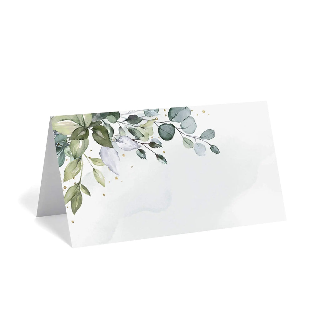 Green Leaf Watercolor Place Cards Pack of 50 – Pre-Scored Wedding Place Cards PLUSH WHITE 50pcs