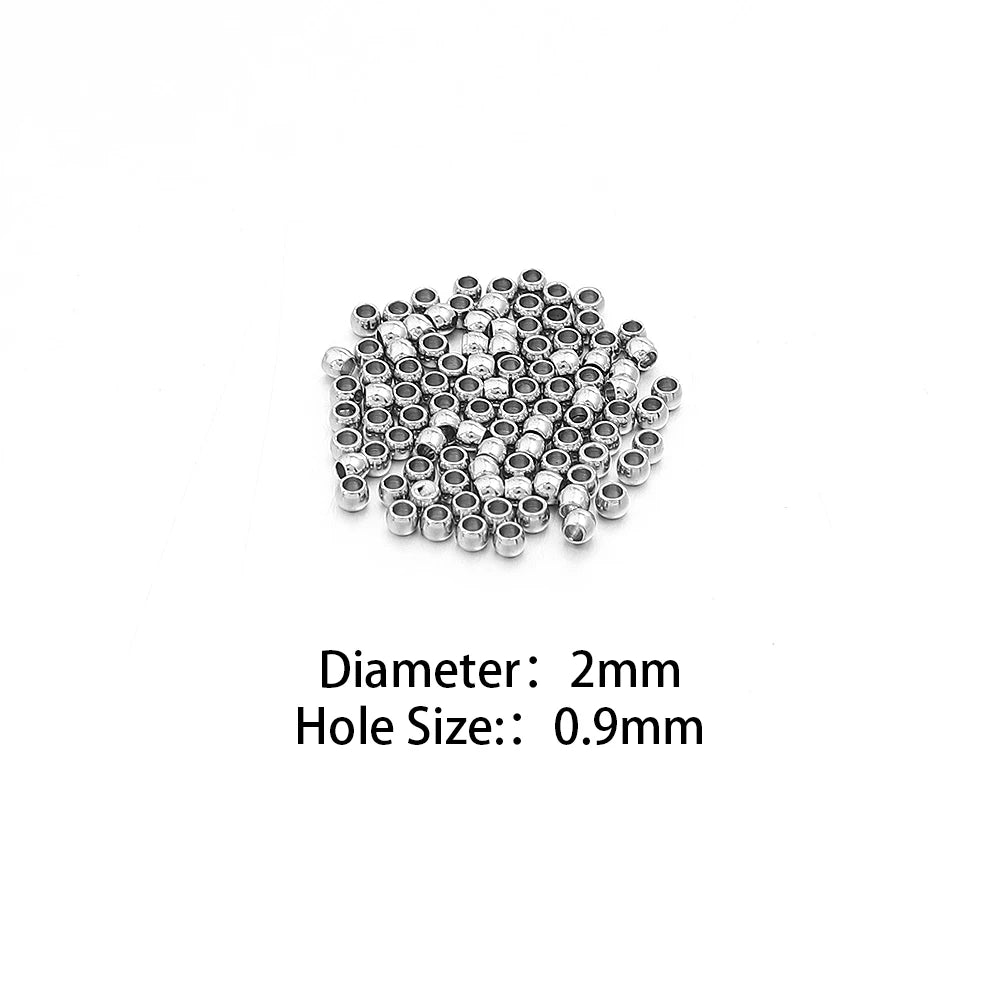 Silver Stainless Steel Big Hole Spacer Beads – DIY Jewelry Spacer Beads PLUSH 2mm hole0.9mm 100pcs