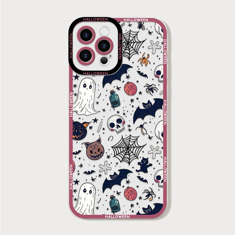 Halloween Pumpkin Bat Ghost iPhone Case – Shockproof Clear Cover iPhone Phone Case PLUSH