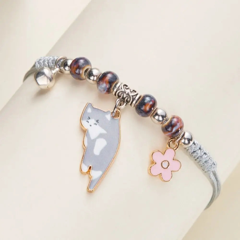 Colorful Cat String Bracelet – Handmade Woven Bead Jewelry Beaded String Bracelet PLUSH