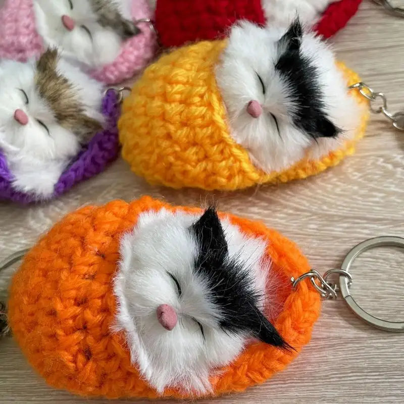 Cute Mini Plush Cat Keychain with Sound – Cat Lover Gift Plush Keychain PLUSH