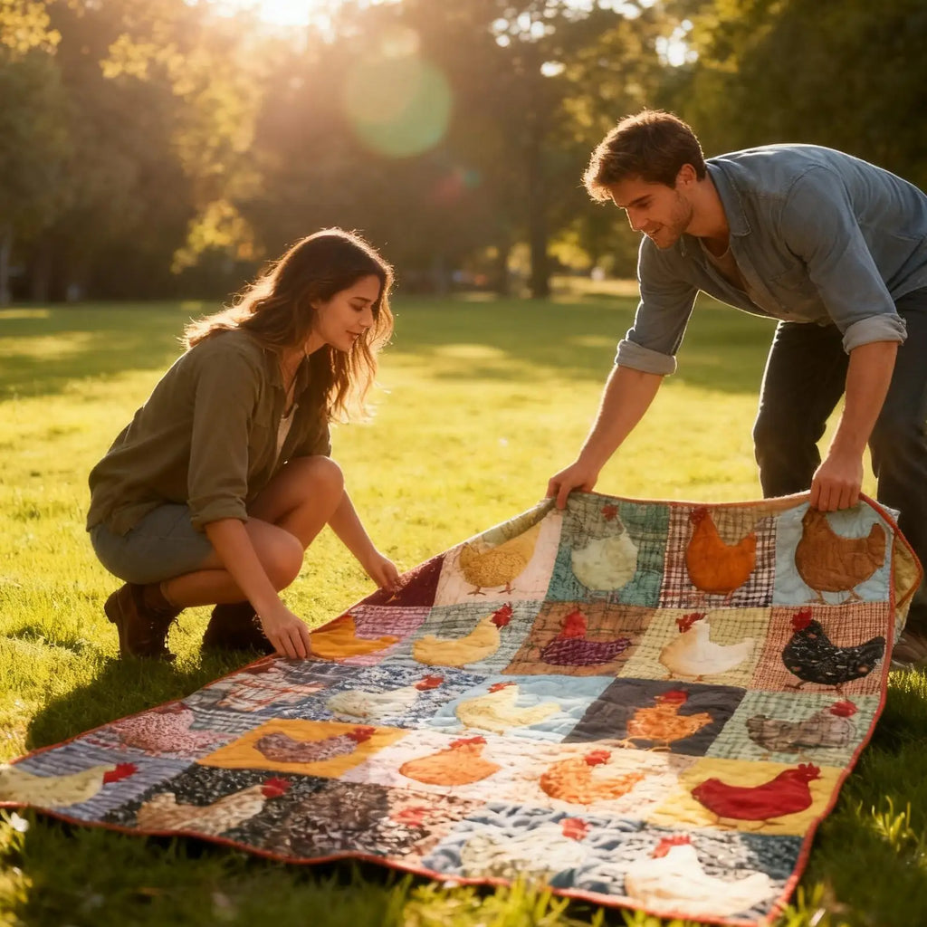 Chicken Print Flannel Throw Blanket – Soft Animal Pattern Quilt Flannel Throw Blanket PLUSH