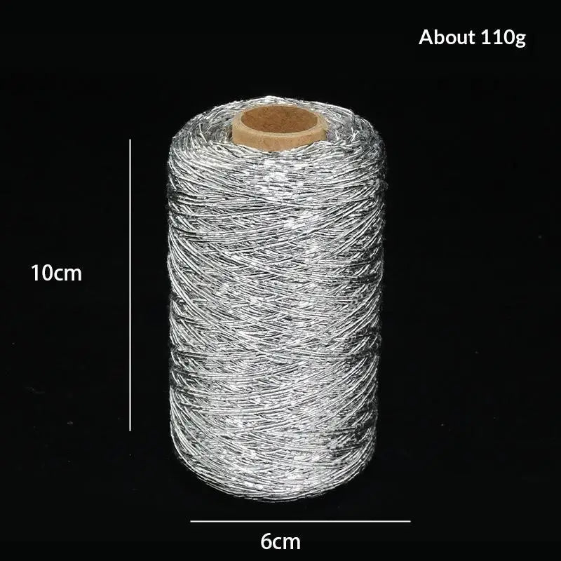 200M Silver Silk Yarn – Fine Crochet & Knitting Thread Craft Yarn Thread PLUSH 1pcs