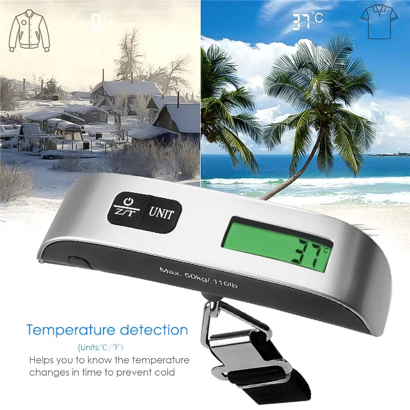 50kg Digital Hanging Luggage Scale – LCD, Portable Travel Digital Luggage Scale PLUSH