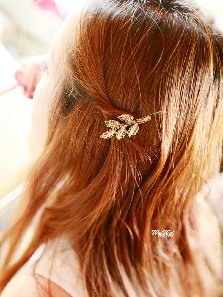 Pearl Metal Leaf Hair Clips – Golden Olive Branch Barrettes Hair Clips & Barrettes PLUSH