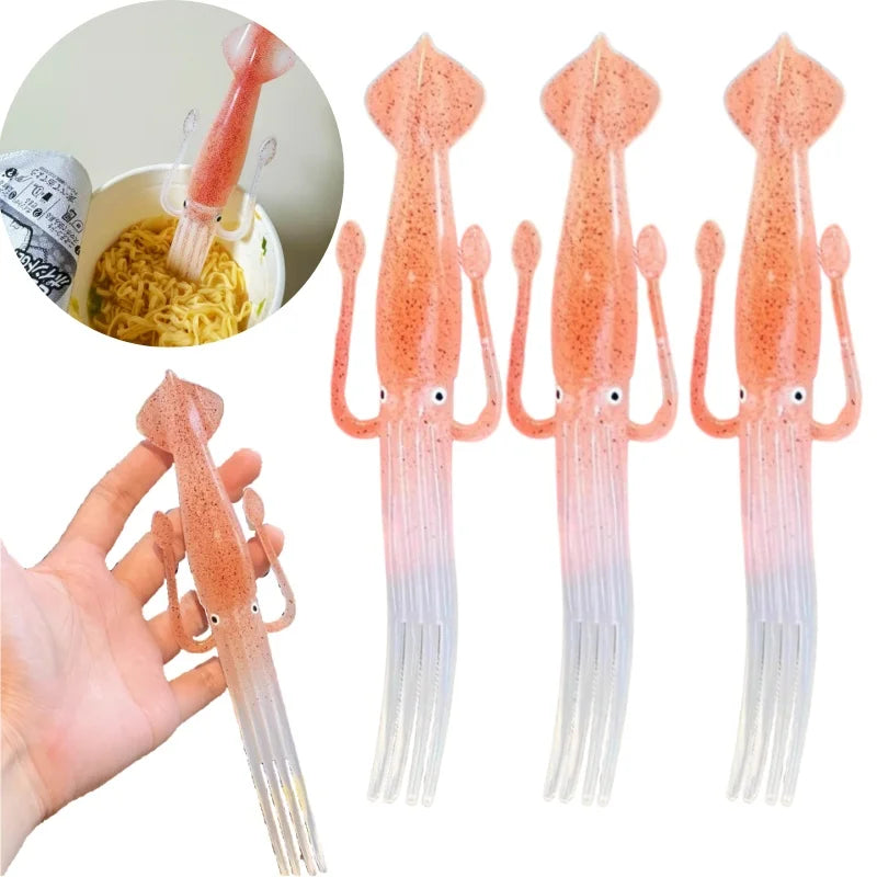 Squid Shape Novelty Plastic Fork – Fun Dining Utensil Novelty Dining Fork PLUSH