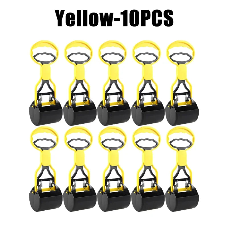 Dog & Cat Pooper Scooper Long Handle Jaw Design 28CM Pet Waste Scooper PLUSH Yellow-10PCS