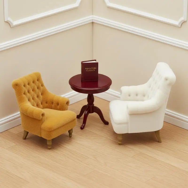 Mini Flocked Dollhouse Armchair 1:12–1:30 Scale Sofa Chair Dollhouse Furniture PLUSH