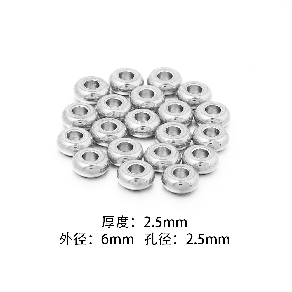 Stainless Steel Flat Disc Spacer Beads Gold Silver – 20-50pcs Jewelry Spacer Beads PLUSH Steel 6x2.5mm 50pcs