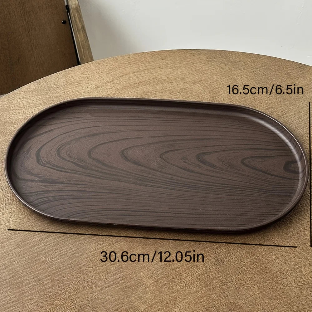 Black Walnut Wood Grain Serving Tray – Reusable Plastic Serving Tray PLUSH 1pc