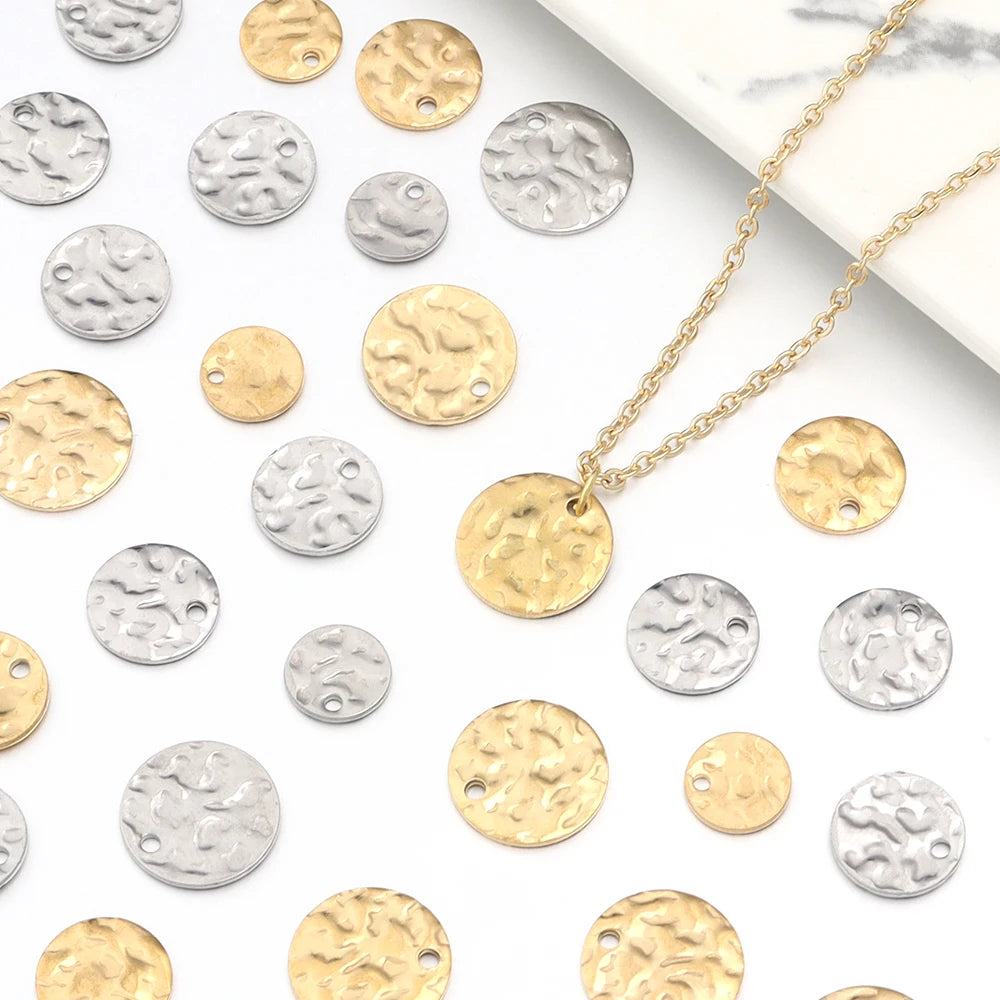 10pcs Stainless Steel Textured Disc Charms for DIY Jewelry Jewelry Charms PLUSH