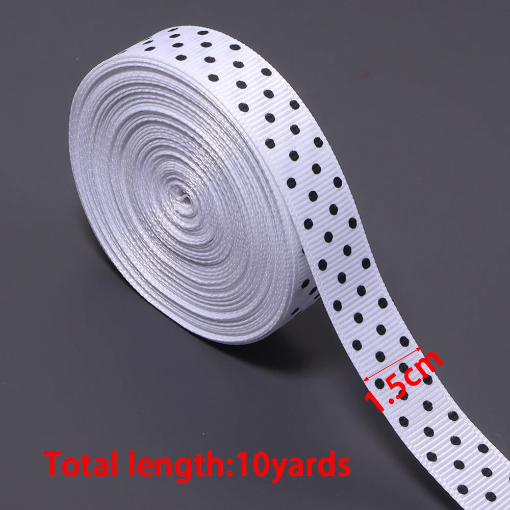 White Polka Dot Grosgrain Ribbon for Hair Bows & Gift Wrap Craft Ribbon PLUSH 15mm x 10yards 1roll