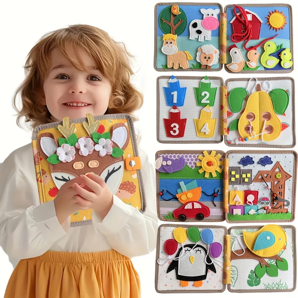 Velvet Farm Story Book Busy Board – Montessori Toddler Toy Toddler Activity Book PLUSH