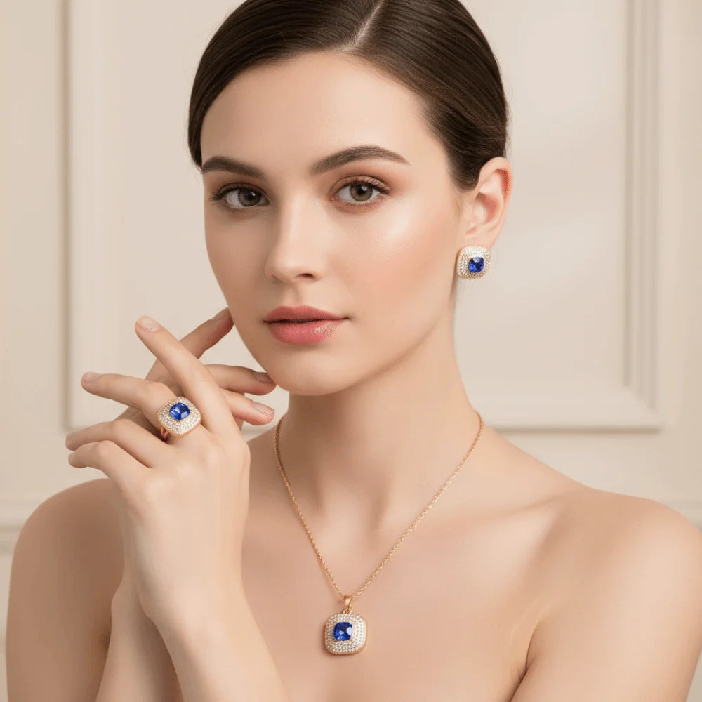 Baroque Crystal Rhinestone Bridal Jewelry Set – Necklace & Earrings Bridal Jewelry Set PLUSH