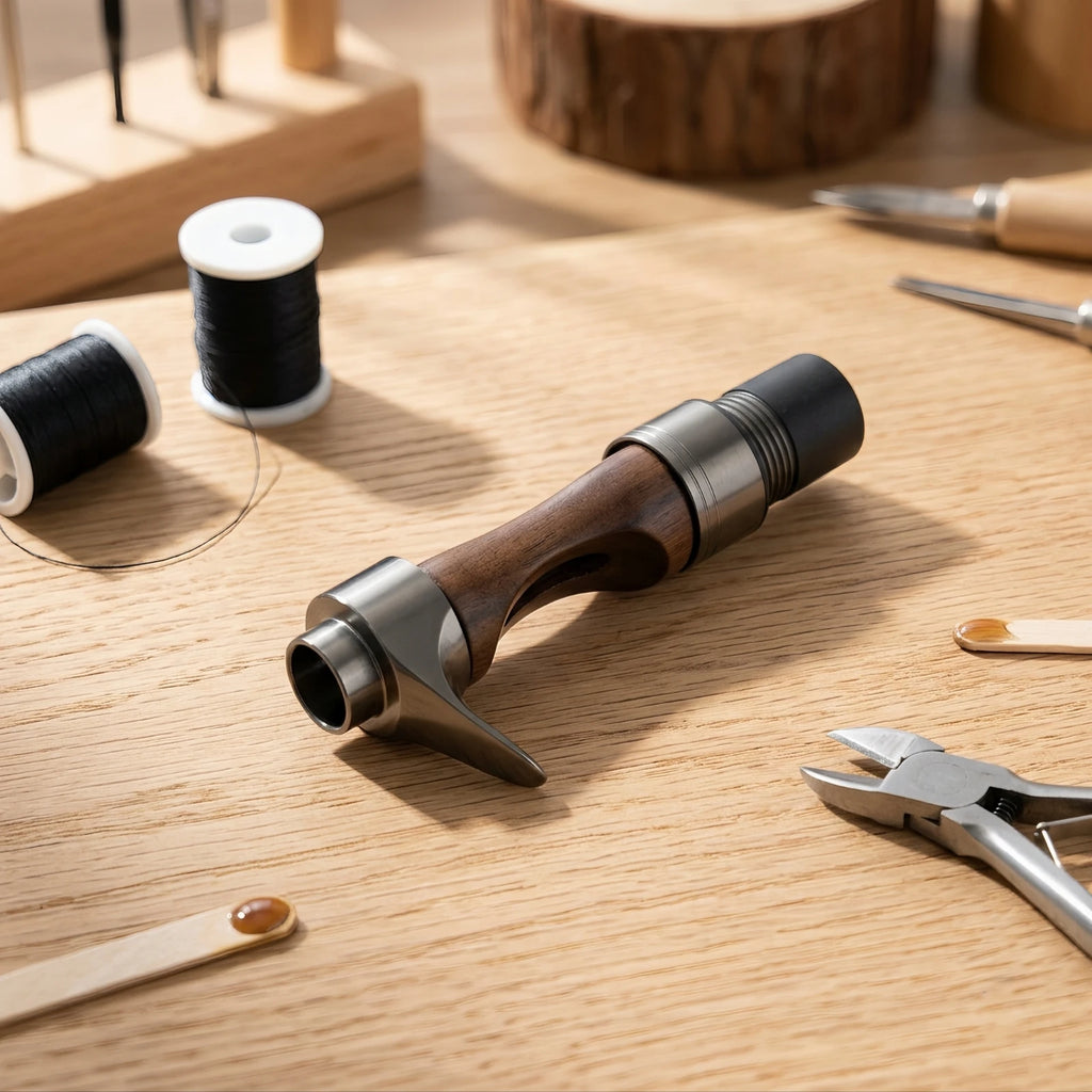 Wood Reel Seat with Metal Collars | Fishing Rod Accessory Fishing Rod Reel Seat PLUSH