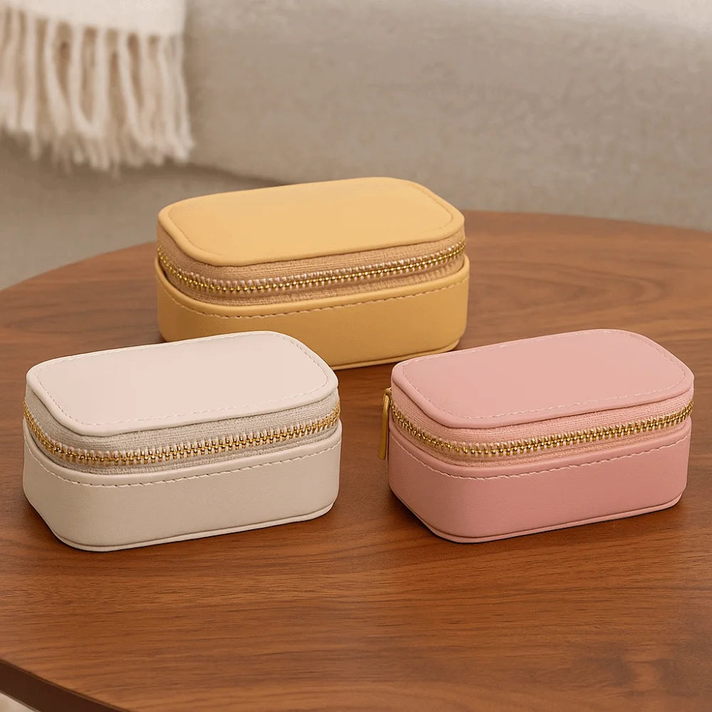 Vintage Mini PU Leather Jewelry Box – Travel Organizer Case Jewelry Organizer Box PLUSH