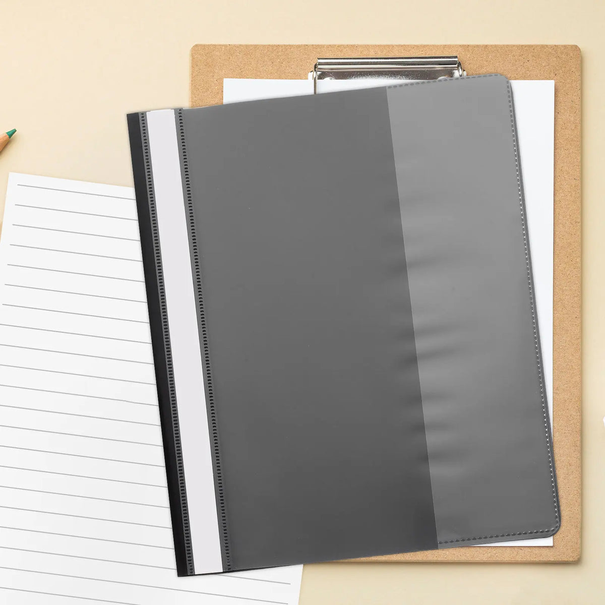 12-Pack A4 Plastic File Folders – Dual Hole Document Sleeves Plastic File Folders PLUSH