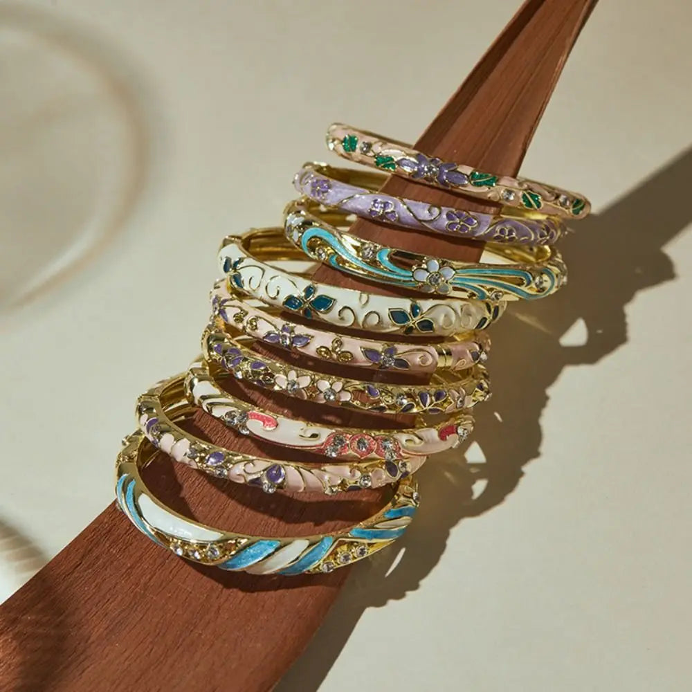 Vintage Cloisonne Enamel Floral Bangle – Chinese Ethnic Bracelet Enamel Bangle PLUSH