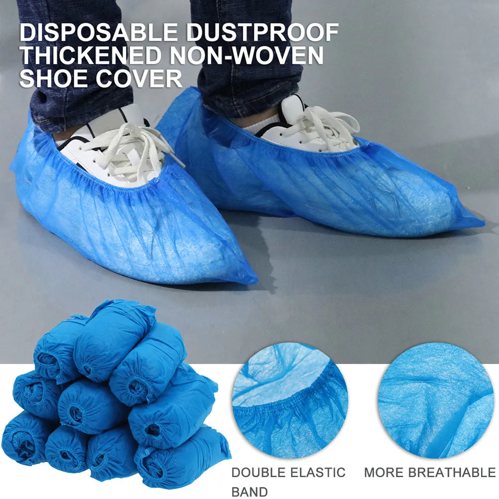 Disposable Shoe Covers 100 Pack | Nonwoven Anti-Slip Protection Disposable Shoe Covers PLUSH