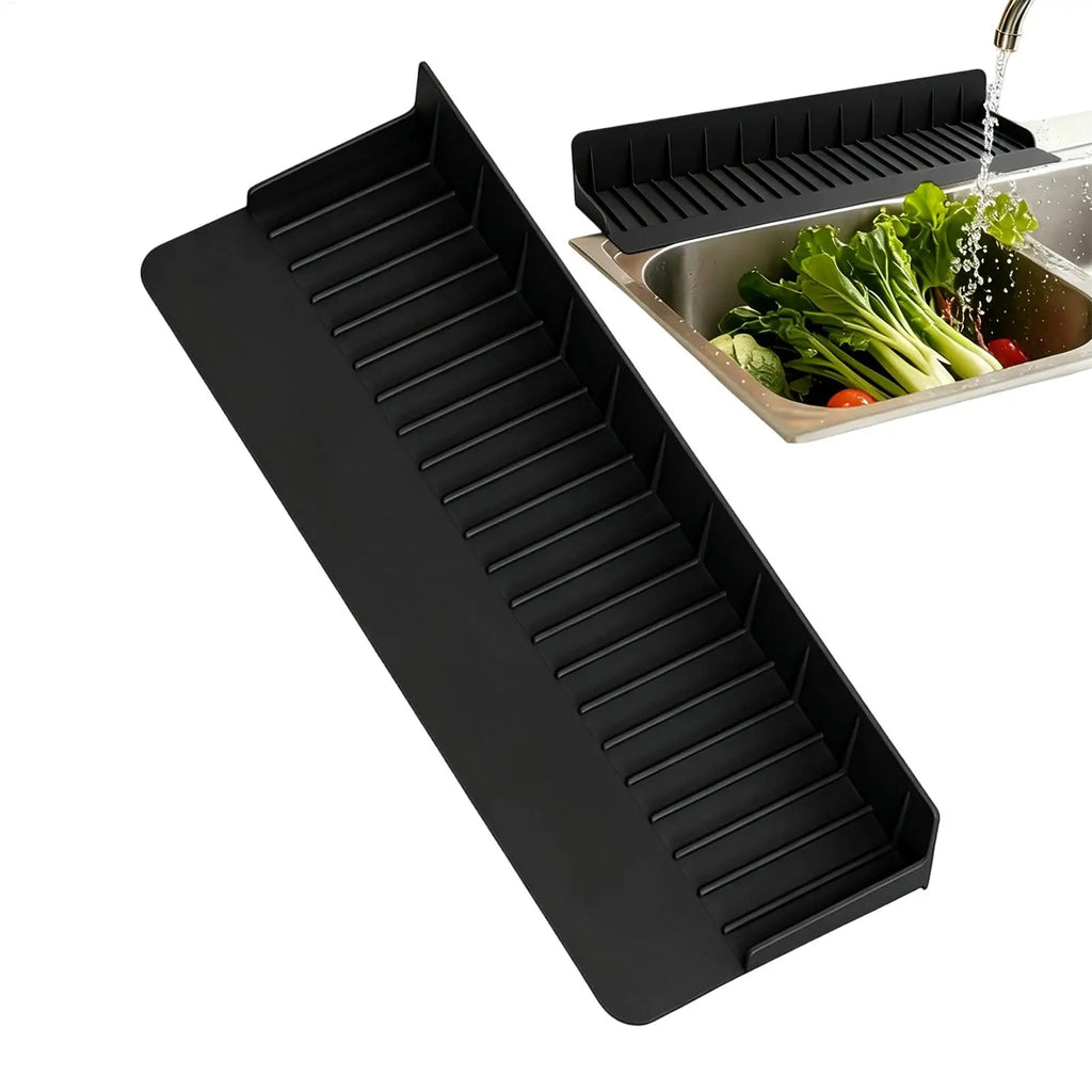 Silicone Kitchen Sink Splash Guard – Anti-Splash Mat Black Sink Splash Guard PLUSH