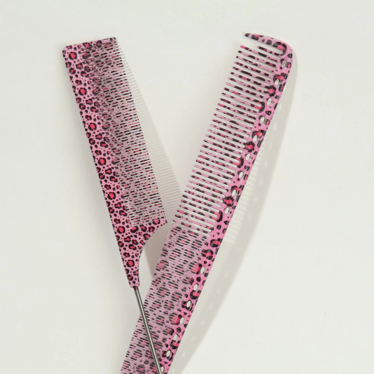 Leopard Pattern Hair Combs Set – Tail & Smooth Comb, All Hair Hair Comb Set PLUSH