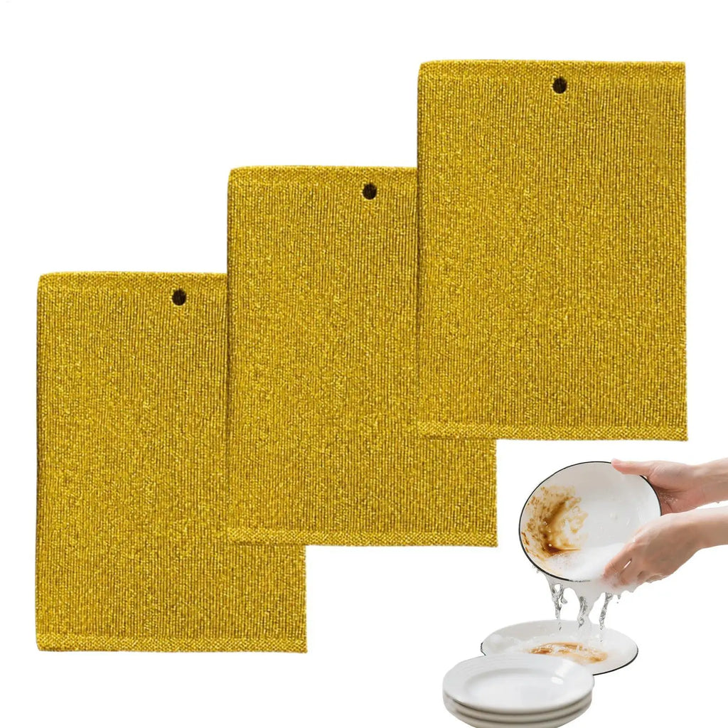 3-Pack Non-Scratch Wire Dishcloths – Kitchen Scrub Rags Kitchen Scrub Cloth PLUSH