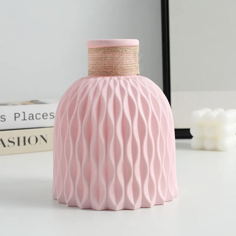 Pineapple Pattern Faux Ceramic Plastic Vase | Home Décor Decorative Vase PLUSH Pink