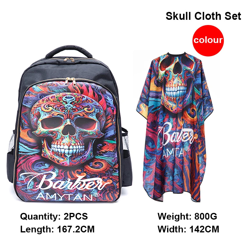 Waterproof Skull Hairdressing Cape & Bib Set – Hair Dye Hairdressing Cape Set PLUSH 2pcs A