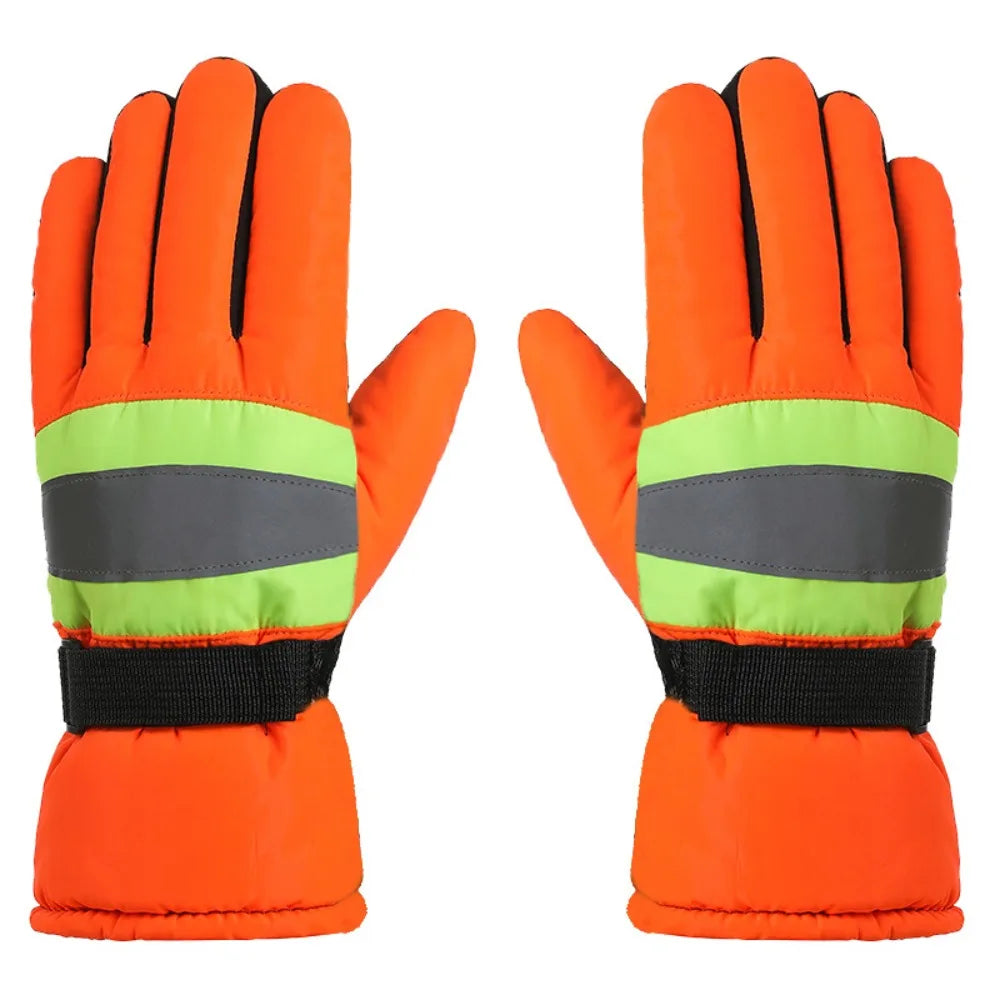 Reflective Touchscreen Work Gloves – Warm Waterproof Winter Winter Work Gloves PLUSH Orange Style A