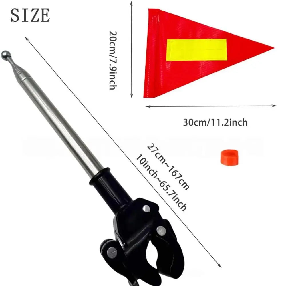 Clamp-On Telescopic Flagpole & Reflective Safety Warning Flag Safety Warning Flag PLUSH