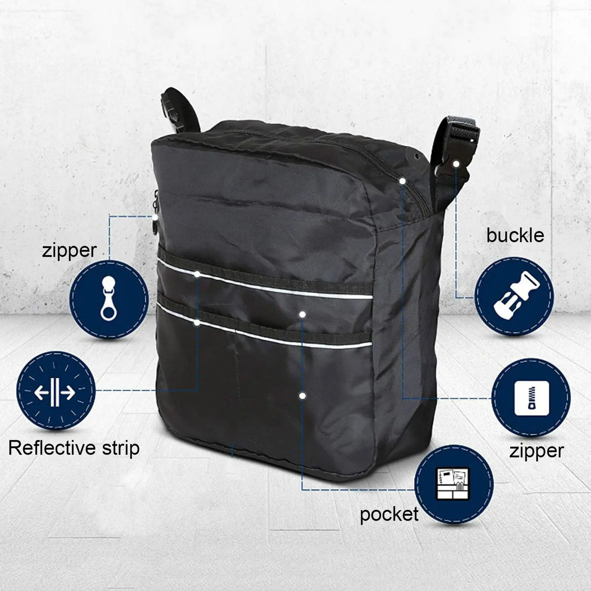 Wheelchair Rollator Bag – Water-Resistant Large Storage Tote Wheelchair Storage Bag PLUSH