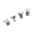 Gothic Nail Cover Rings – 4pc Adjustable Silver Tone Set Nail Cover Rings PLUSH Silver