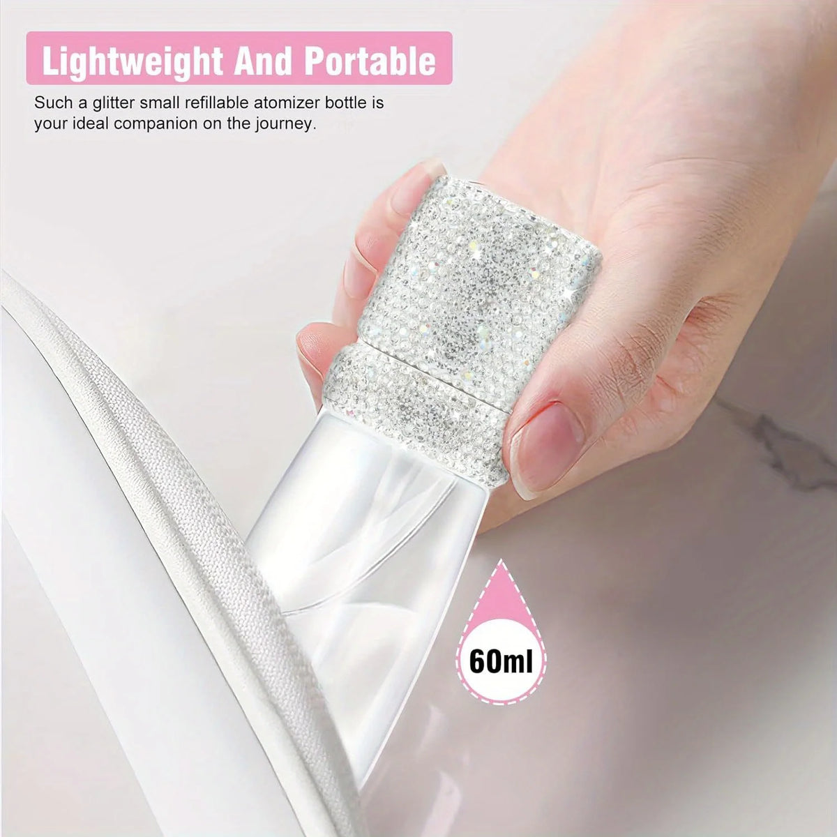 Bling Rhinestone Refillable Fine Mist Spray Bottle 60ml Travel Travel Spray Bottle PLUSH