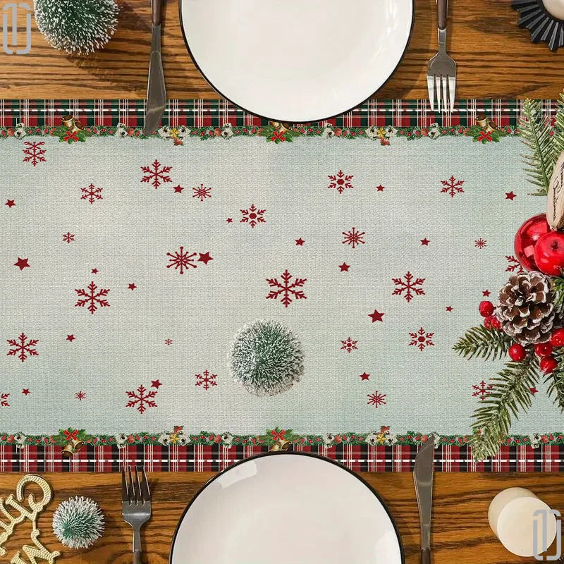 Christmas Nativity Table Runner – Snowflake Holiday Décor Holiday Table Runner PLUSH