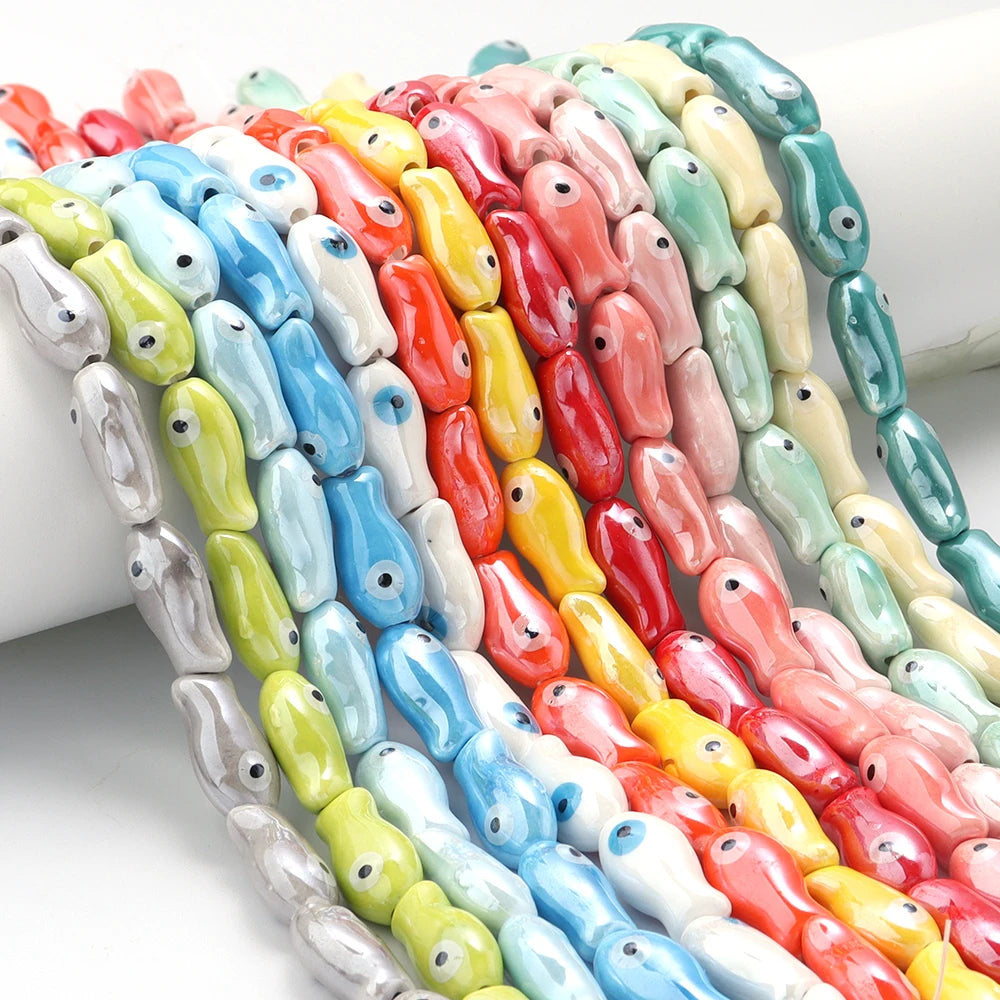 10pcs Fish Shape Ceramic Beads 10x20mm – DIY Jewelry Making Ceramic Jewelry Beads PLUSH