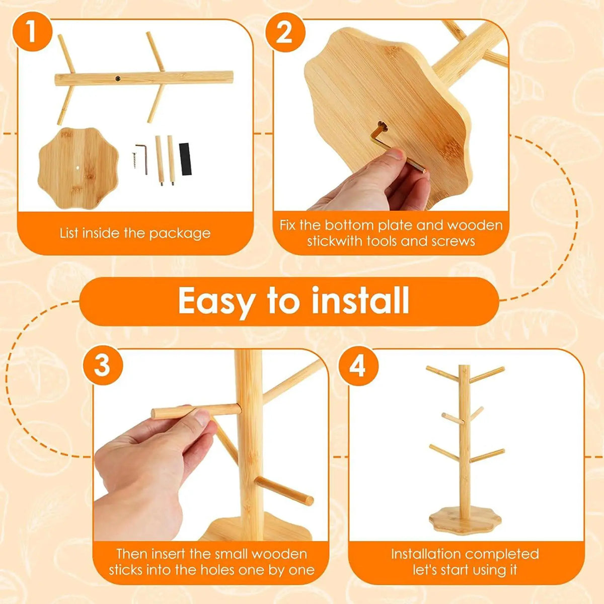 Wooden Tree Shape Pretzel & Sausage Display Holder Stand Food Display Stand PLUSH