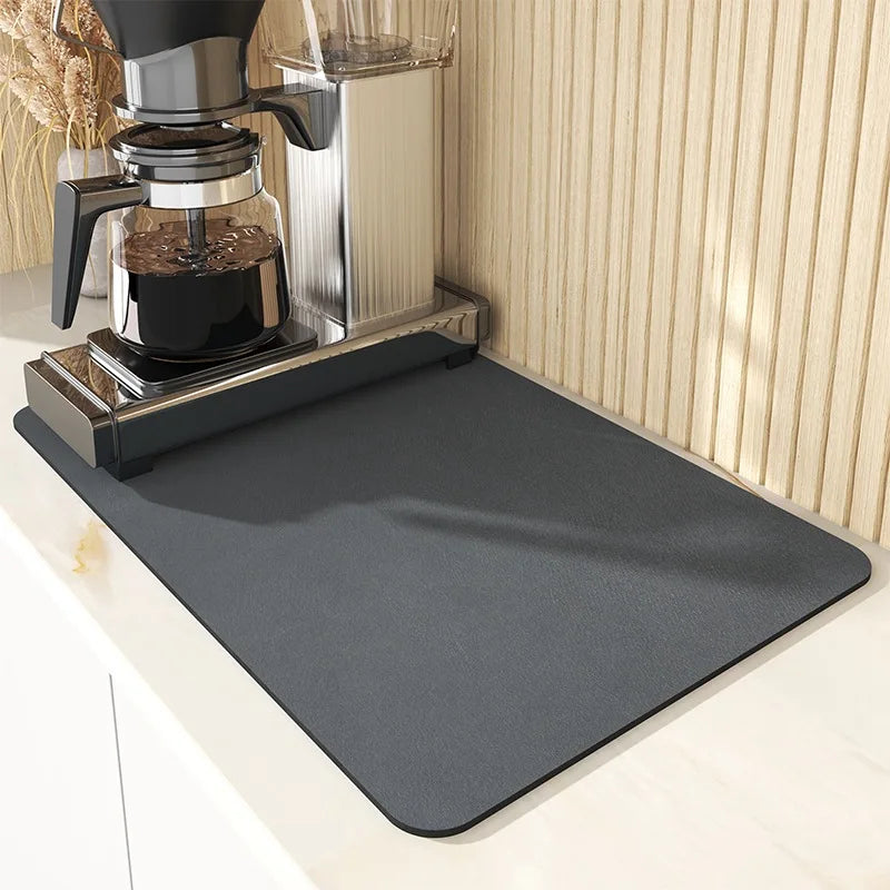 Super Absorbent Dish Drying Mat – Non-Slip Kitchen Drain Pad Dish Drying Mat PLUSH black 20X30CM