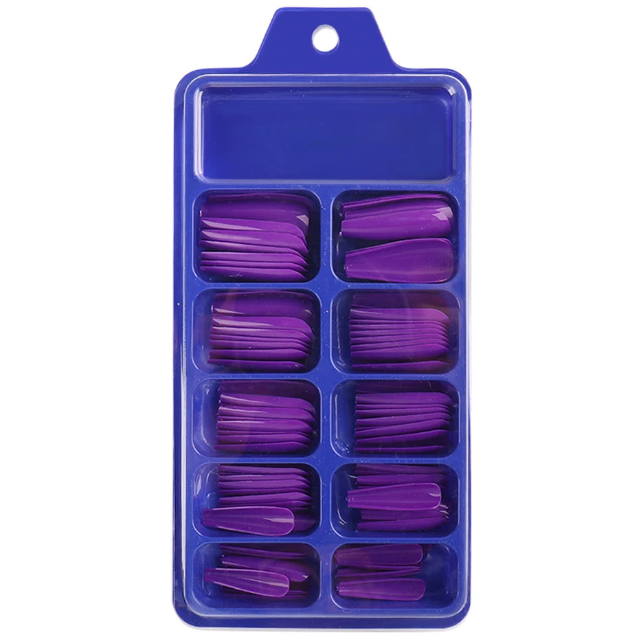 100pcs Coffin Press On Nails – Acrylic Nail Extension Kit Press On Nail Tips PLUSH 1895-7