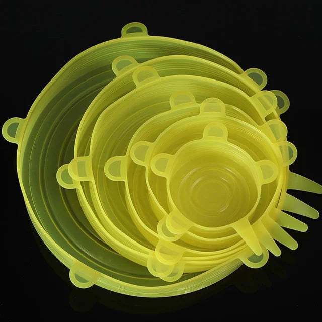 6-Pack Reusable Silicone Food Lids for Cans & Bowls Silicone Food Lids PLUSH baoxiangai-huang