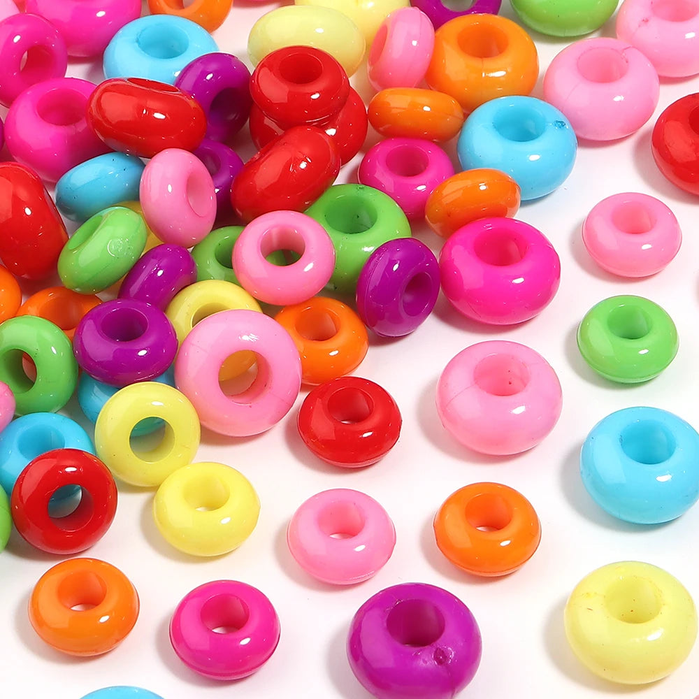 50-100pcs Abacus Acrylic Flat Round Big Hole Spacer Beads DIY Acrylic Spacer Beads PLUSH