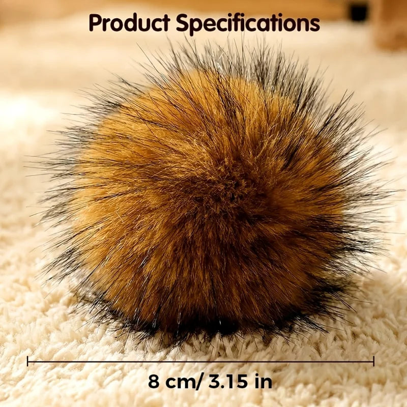 4pc Faux Rabbit Fur Cat Toy Balls – Soft Plush Interactive Set Cat Toy Set PLUSH