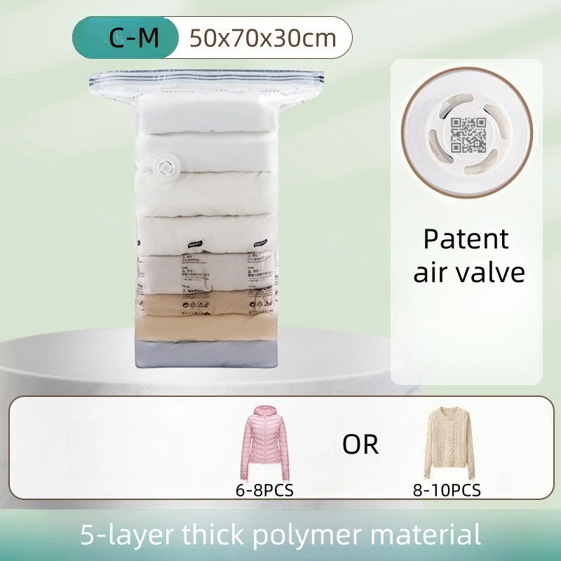 TAILI No-Pump Vacuum Storage Bags – Clothes & Blankets Vacuum Storage Bags PLUSH 50X70X30CM