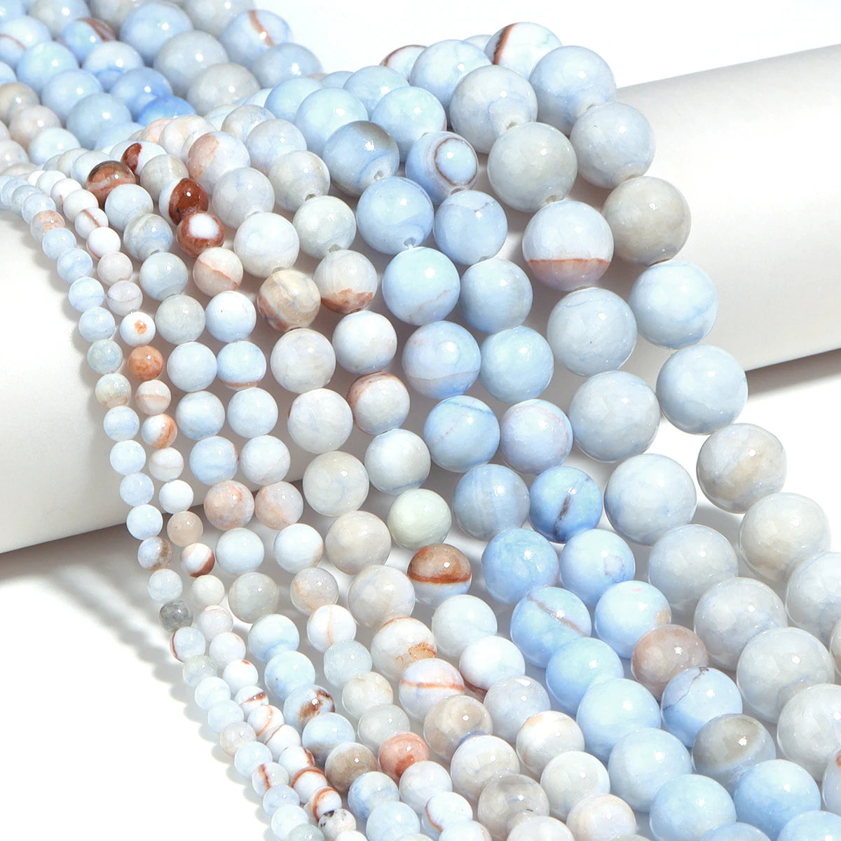 Blue Stripe Persian Jade Round Stone Beads for DIY Jewelry Natural Stone Beads PLUSH