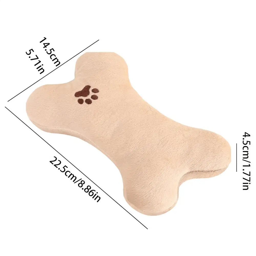 Bone Plush Pillow Chew Toy for Puppies, Kittens & Dogs Plush Pet Toy PLUSH cream colored