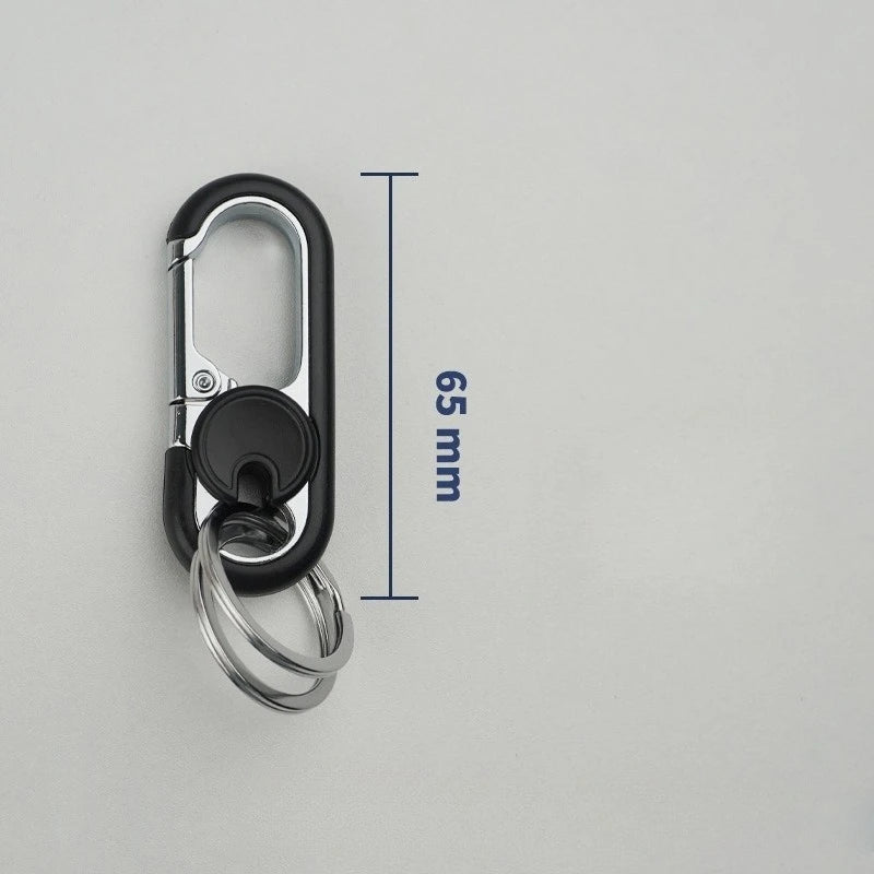 Rotatable Lock Carabiner Keychain | Metal Dual Ring Key Holder Carabiner Keychain PLUSH 1Pcs Black